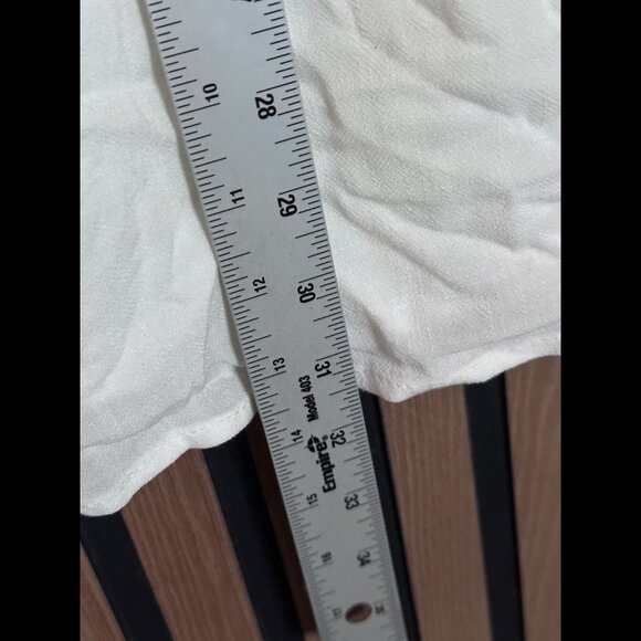 New Honey Belle Dress Medium White A Line V Neck Exposed Button Linen Flax - Picture 5 of 7